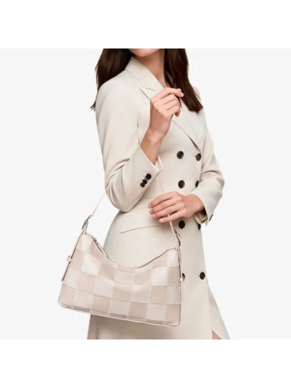 Chic Checkered Black & White Crossbody Bag | Trendy Leather Tote & Hobo Handbag